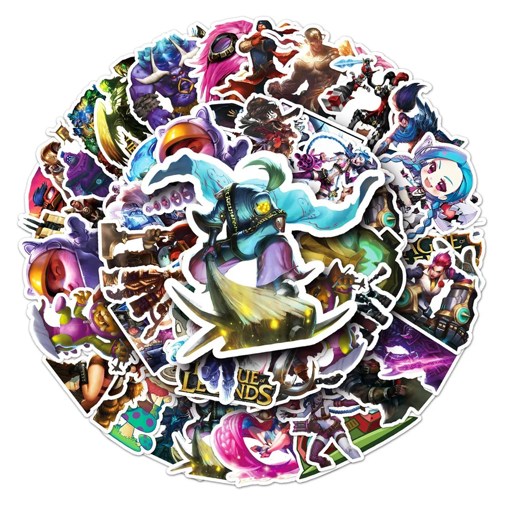 50PCS League Of Legends Character Personality Creative Trendy Graffiti Waterproof Sticker Decal Refrigerator Helmet Guitar