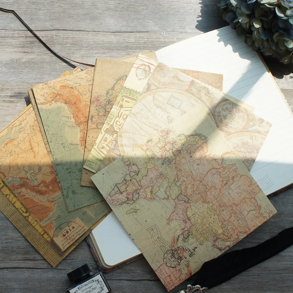 

2 Material Paper 30 Pcs DIY Vintage Ancient Nautical Charts Theme Handmade Background Use Craft Paper Scrapbooking Creative Gift