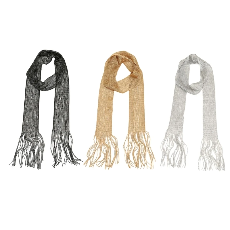 Hand Tied Hairband Fringed Neck Scarf Women Long Scarf Neckwear for Formal Event