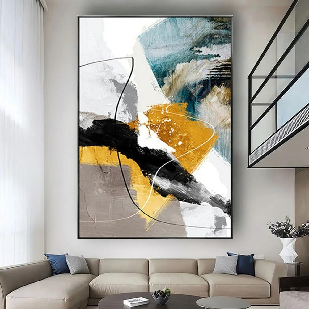Nordic House Wall Art Exhibition Artwork Pure Handmade Abstract Oil Painting Hanging on Canvas Picture Mural Decor in Home Hall