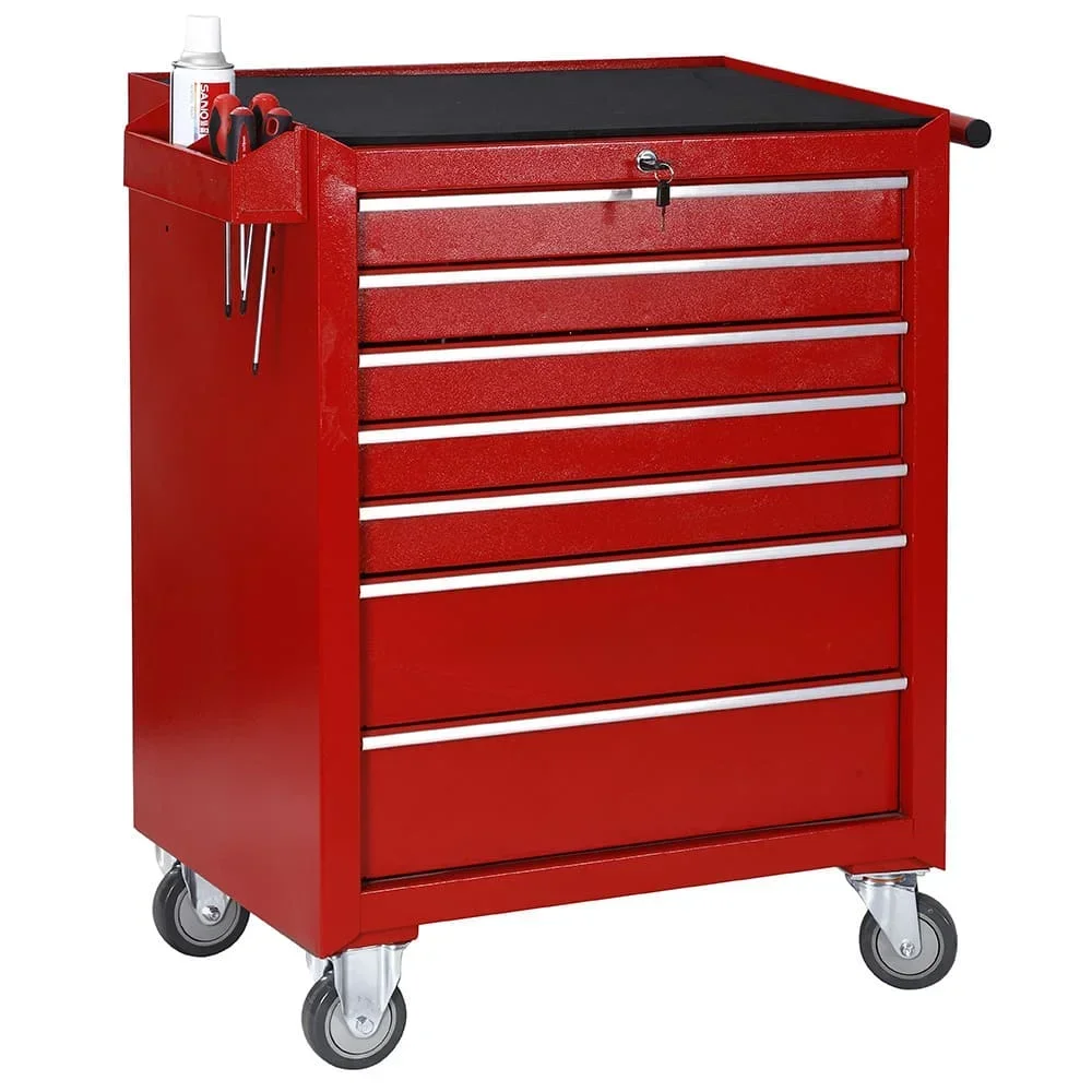 Rolling Tool Chest Cabinet RED Factory Large Capacity 28 Inch Tool Storage Roll Wagon