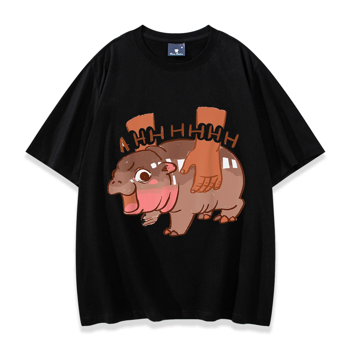 Moo Deng Bouncy Pig The Cute Baby Hippo Short Sleeve T-shirt Men/Women Fans Gift Tee Vintage Casual Shirts