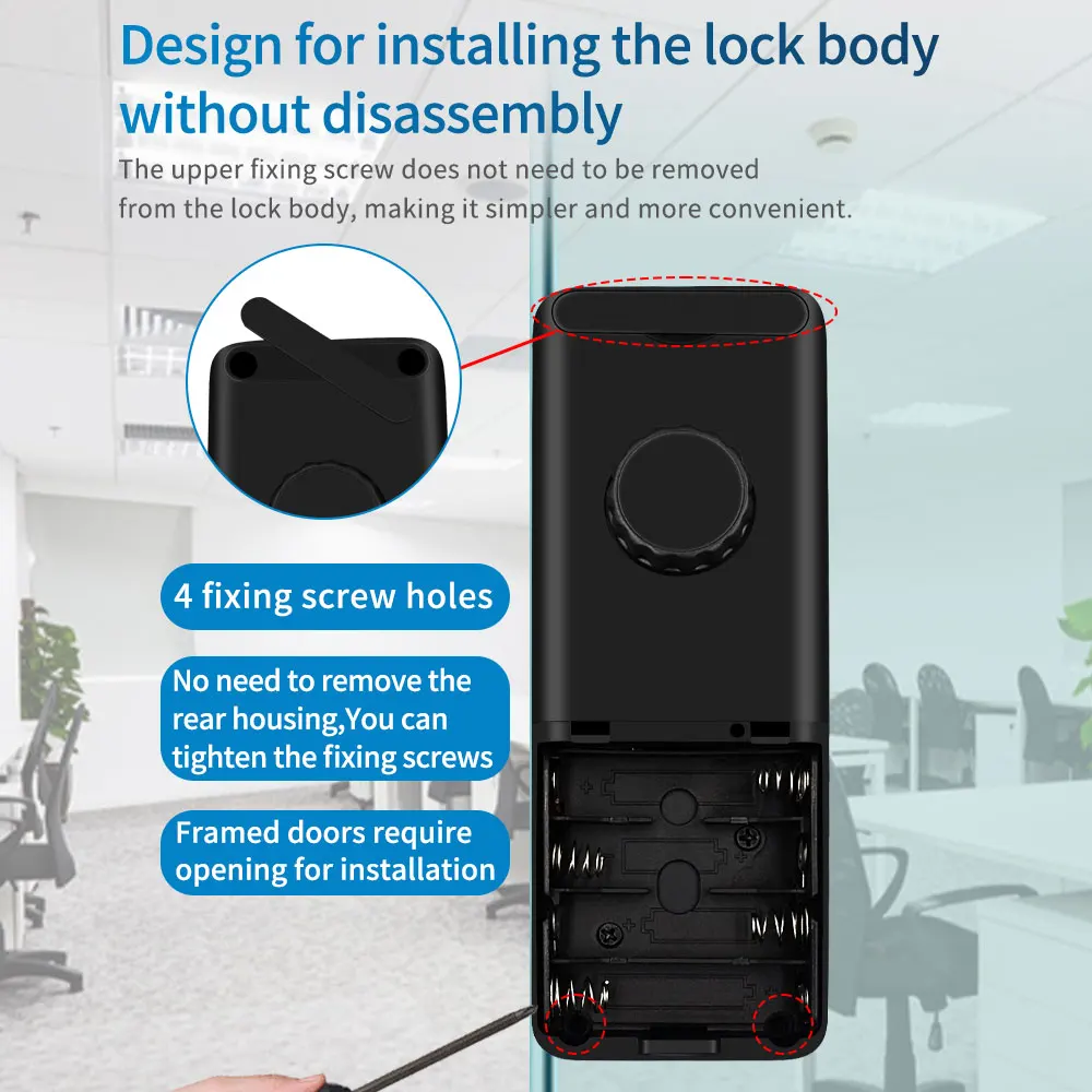 HAHA Lock APP Fingerprint Lock Bluetooth Smart Glass Door Biometric Electronic Digital Door Lock IC 13.56Mhz RFID Remote Unlock