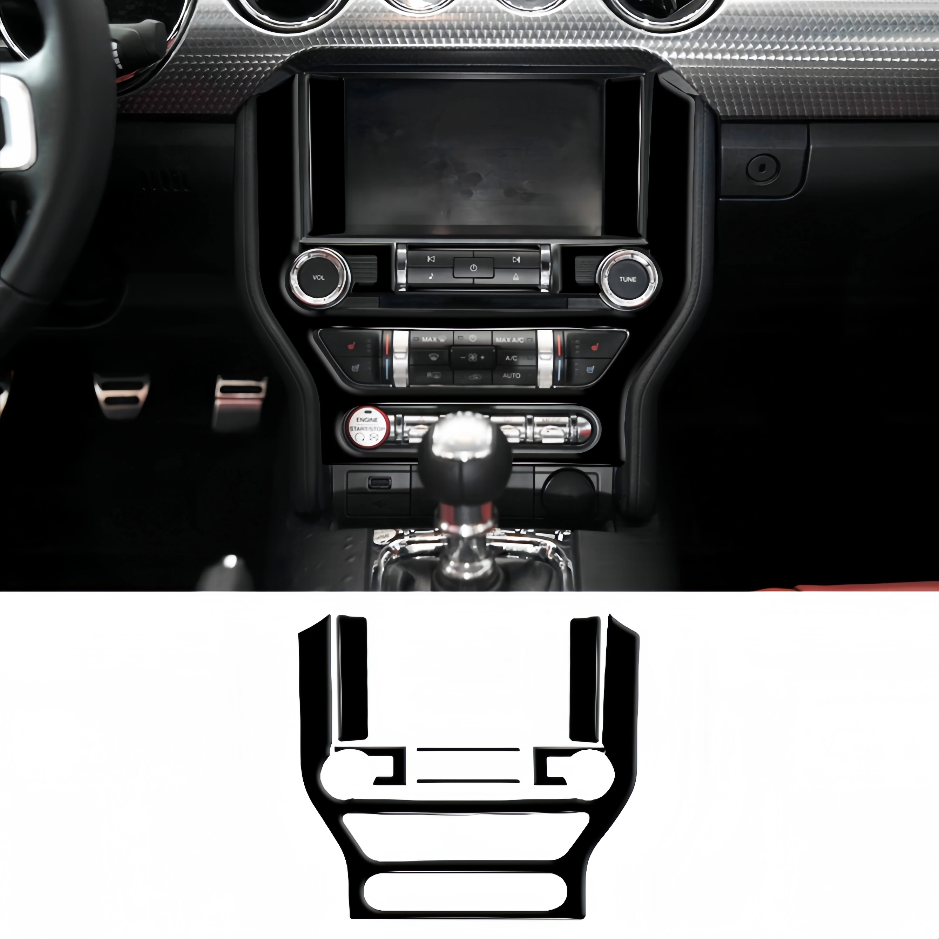 

For Ford Mustang 2015-2020 Piano Black Interior Car GPS Navigation Frame Multi-media Console Trim Cover Stickers Auto Zubehör