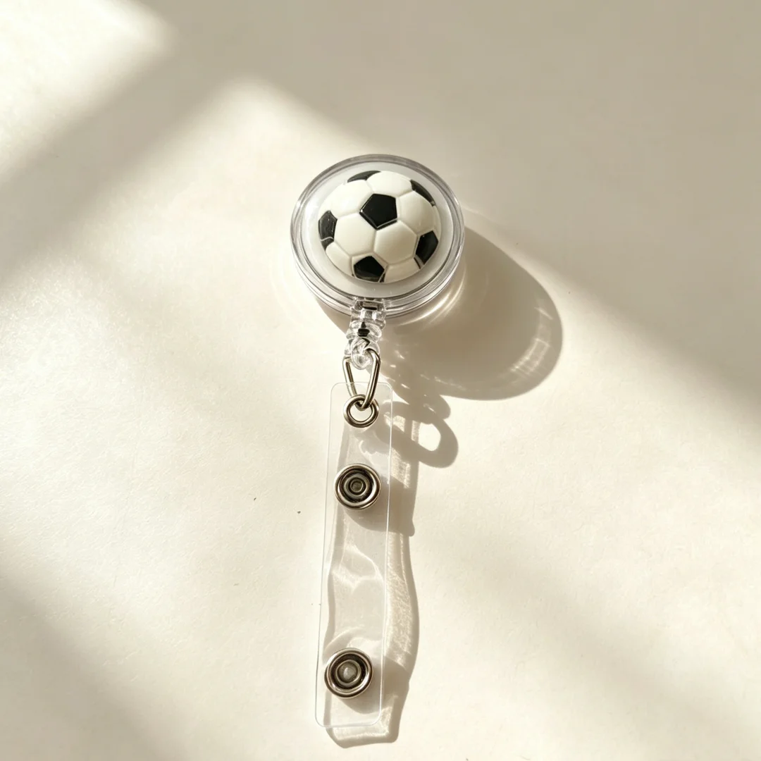 1/2Pcs Black and White Mini Football-Shaped Elastic Retractable Buckle, Nurse Badge Holder, Student Campus Id Card, Fan Personalized Versatile Accessory