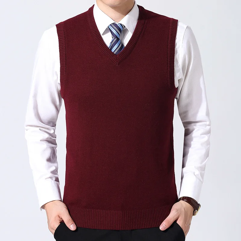 MRMT 2024 Brand New Men\'s Sweaters Vest Pure Color Wool Men Sweater Warm Pullover for Male Vest V Collar Man Sweater Vest