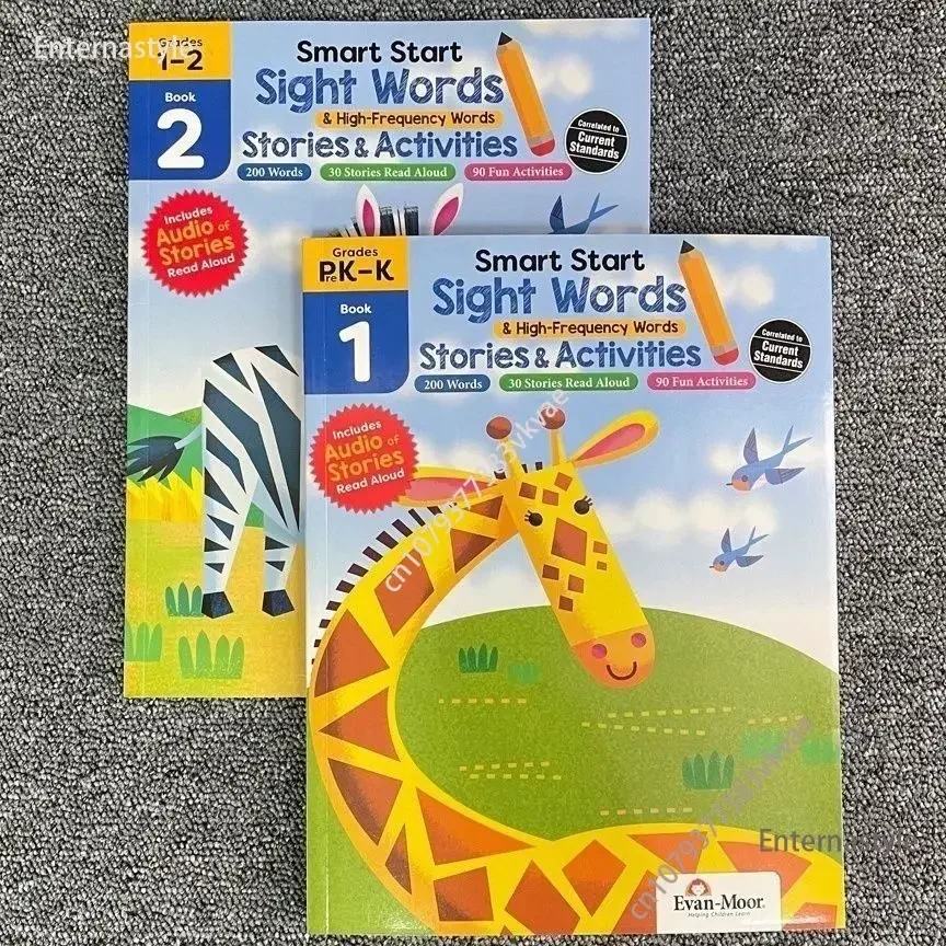 2 Books Evan Moor Smart Start Sight Words English Enlightenment Textbook Workbook Exercise Early Education Full Color Age 3-7