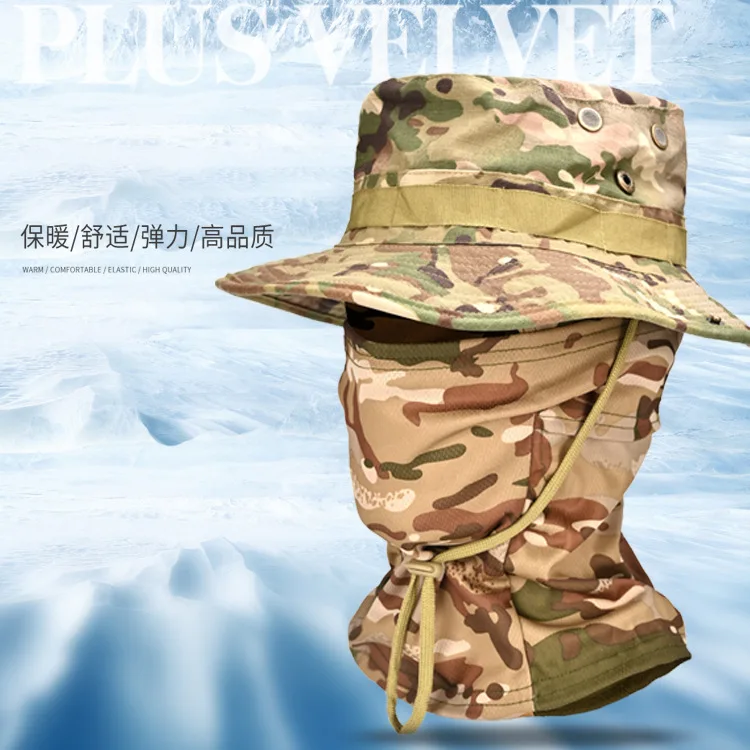 Fishing Hats for Men with Cooling Neck Gaiter Set Wide Brim Boonie Bucket Sun Hats for Men Women Hunting Mesh Beach Cap