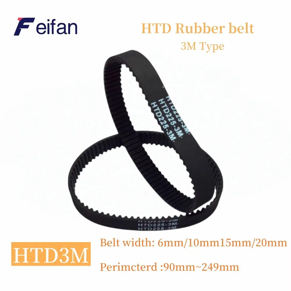 

HTD Rubber belt 3M Type, belt Lp=90 99 105 108 111~201 204 207 210 213 216 219 222 225 228 231 234 237 -249 Width 6-30mm Rubber