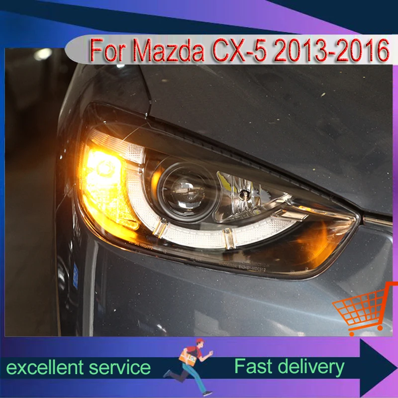 Car Styling for Mazda CX-5 CX5 2013-2016 Modified Full LED DRL Head Lights Ultra Bright Headlight Turn Signal Tools Accessories