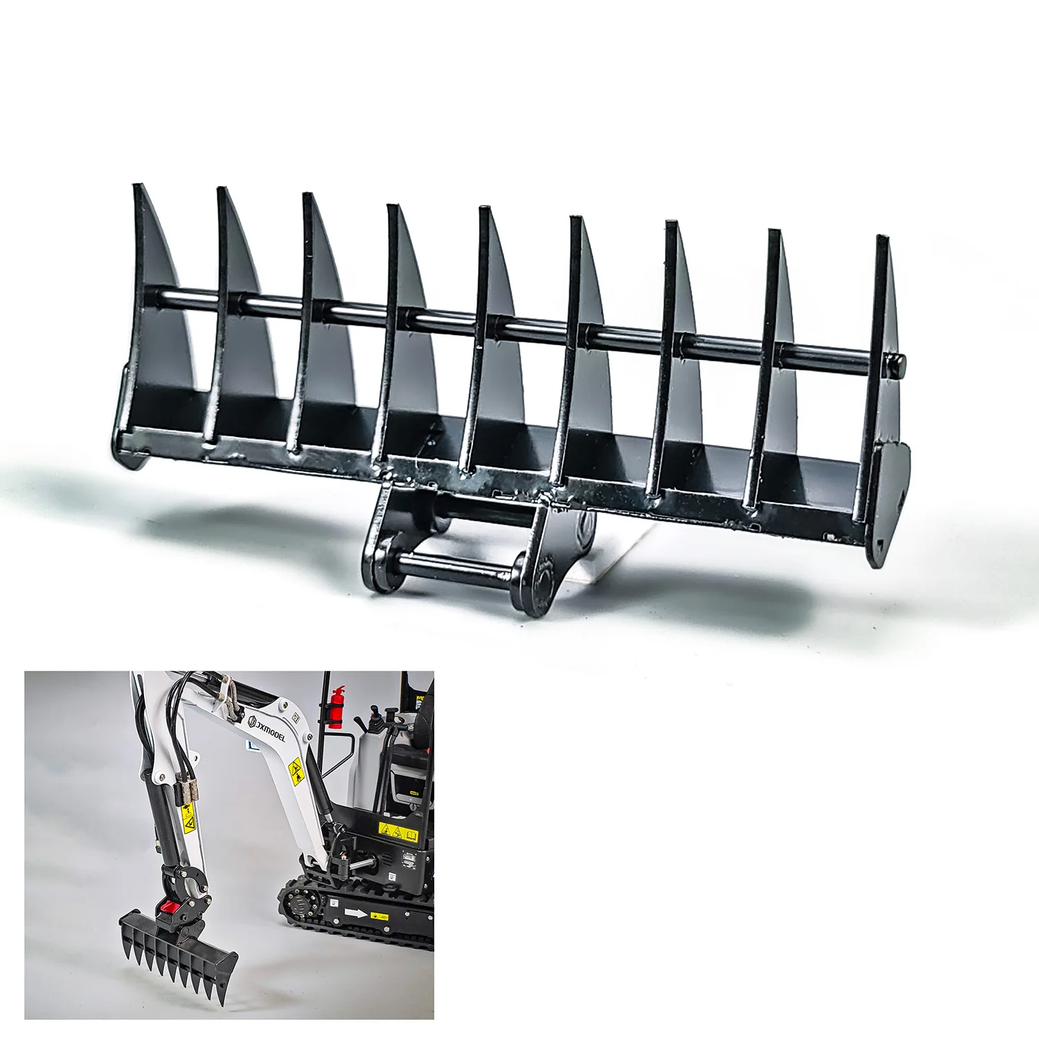 Parts Metal Ripper Rake Grille Leveling Beam Bucket Spare for Toy JX Model 1/14 E20 RC Hydraulic Excavator Remote Control Digger