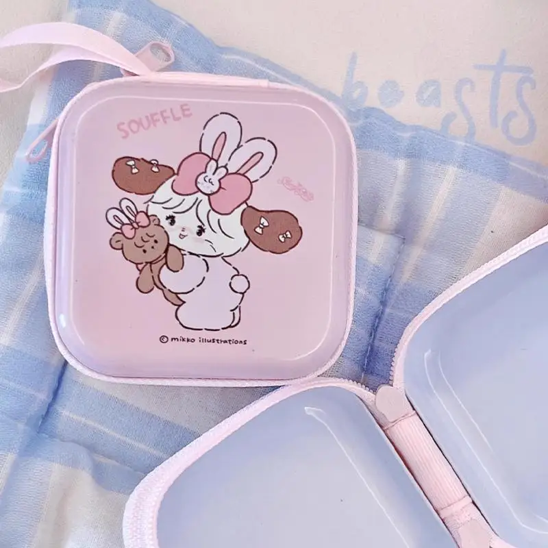 Kawaii Cartoon Mikko Small Storage Bag Data Cable Decoration Box Mini Coin Purse Earphone Bag Portable Cute Girl Christmas Gift