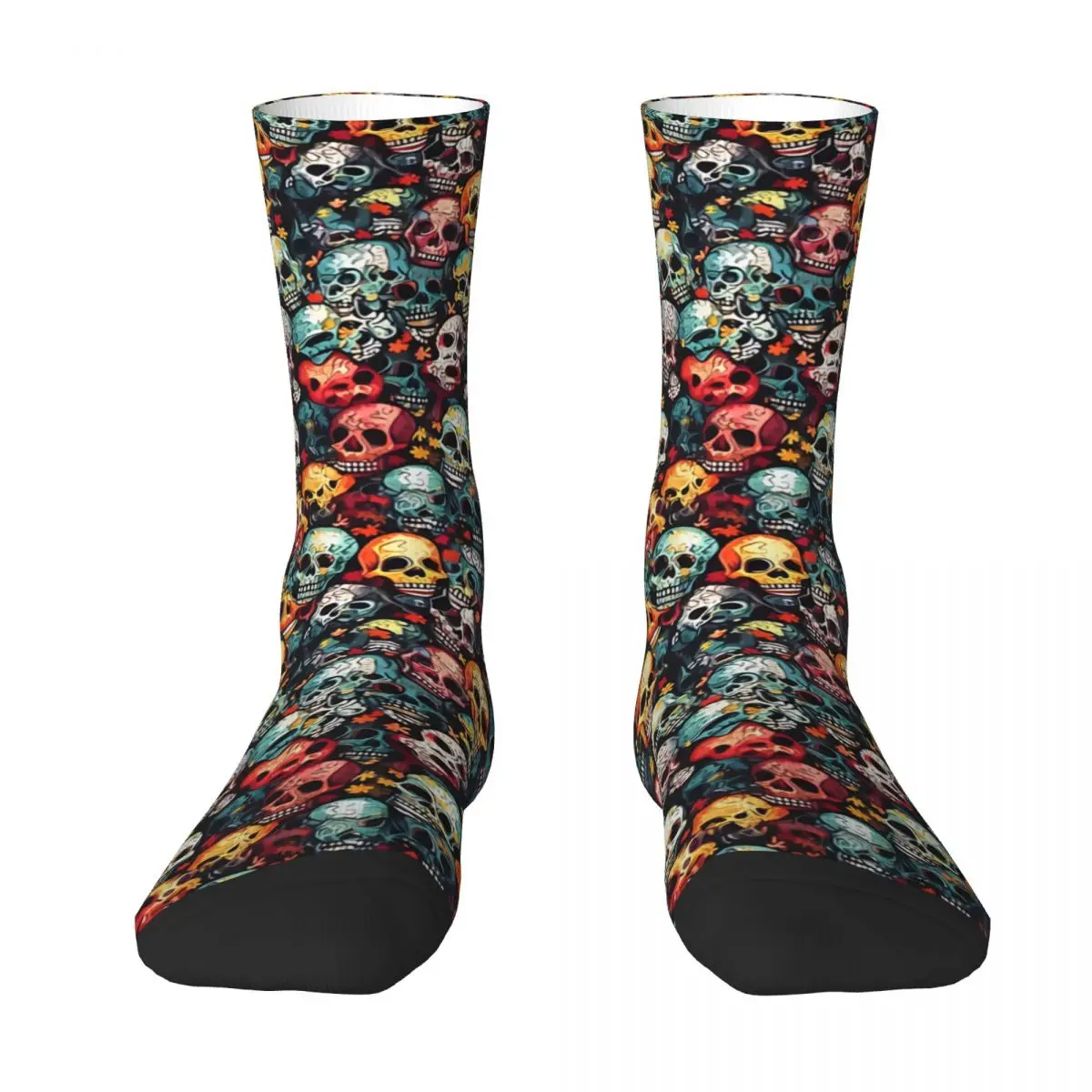 Skulls Seamless Day of the Dead Unisex Winter Socks Hiking Happy Socks Street Style Crazy Sock