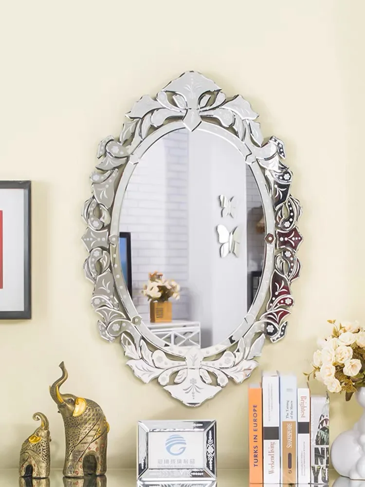 European Style Hand-carved Venetian Mirror Wall Porch Fireplace Home Decoration Mirror