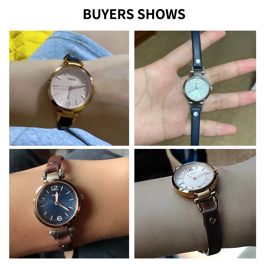 Correa de reloj para Fossil ES4340 ES4119 ES4000, pulsera de cuero genuino con tornillo, banda pequeña de moda para mujer, 8mm