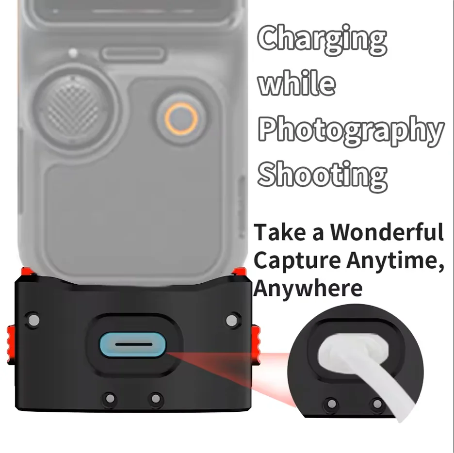 Magnetische Ladestation aus Aluminiumlegierung, Schnellverschluss-Halterung, Stativ für DJI Osmo Pocket 4/3 Kamera, Erweiterungshalterung mit 1/4 Zoll Schraubenloch
