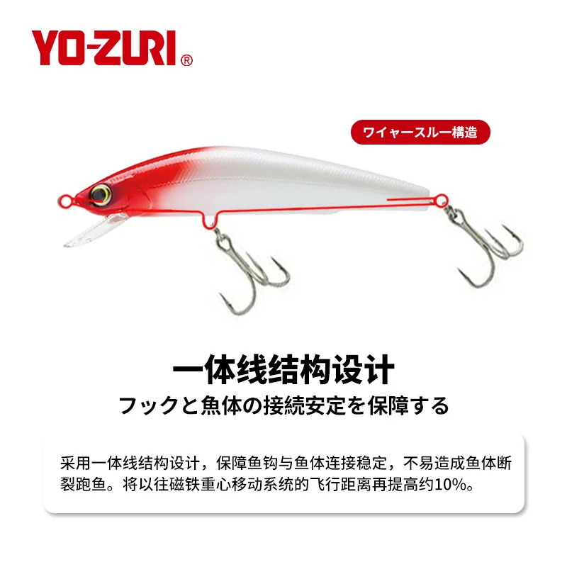 YO-ZURI Japan R1530 Slow-sinking minnow noise bait wind-resistant long pole lure pike perch high quality fake bait