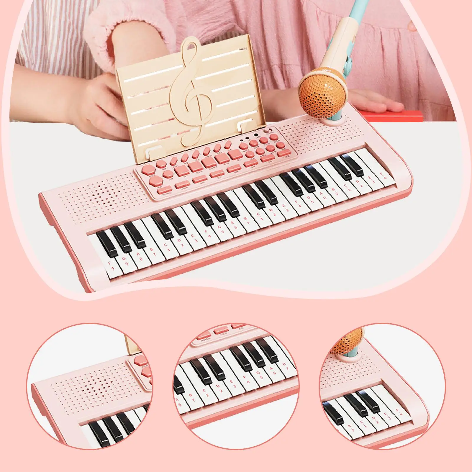 أطفال البيانو لوحة المفاتيح تعلم آلة الموسيقى لعبة موسيقية تعليمية للفتيات الفتيان هدية لوحة المفاتيح الإلكترونية بيانو صغير 37 مفاتيح