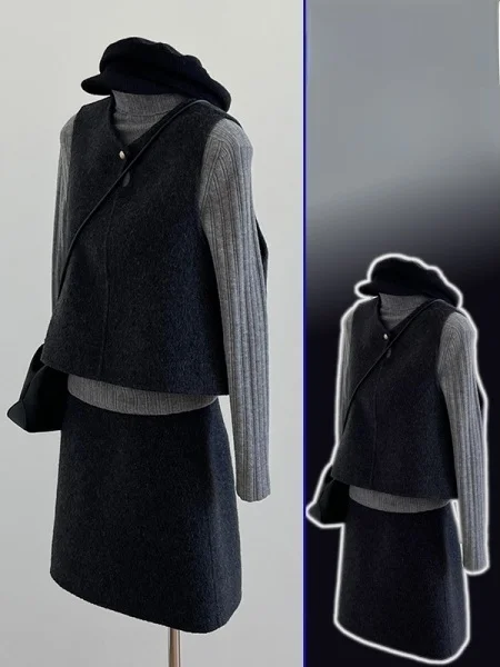 

plus Size ey Knitted Sweater High Collar Inner Wear Tee Piece Set for Women Autumn Winter Spring Faion Casual Wear