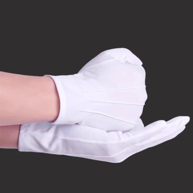 1pair White Formal Gloves Breathable Anti-slip Gloves Guard Parade Inspection Gloves Multi-use Ceremonial Mittens Supplies