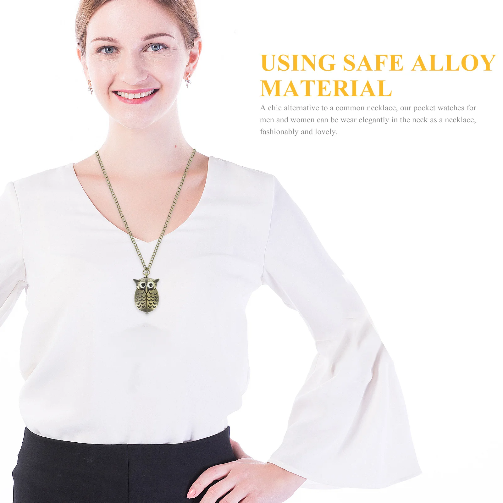 

Chic Owl Pocket Watch Necklace Bronze Quartz Movement Accurate Timekeeping Stylish Jewelry for Daily Gift