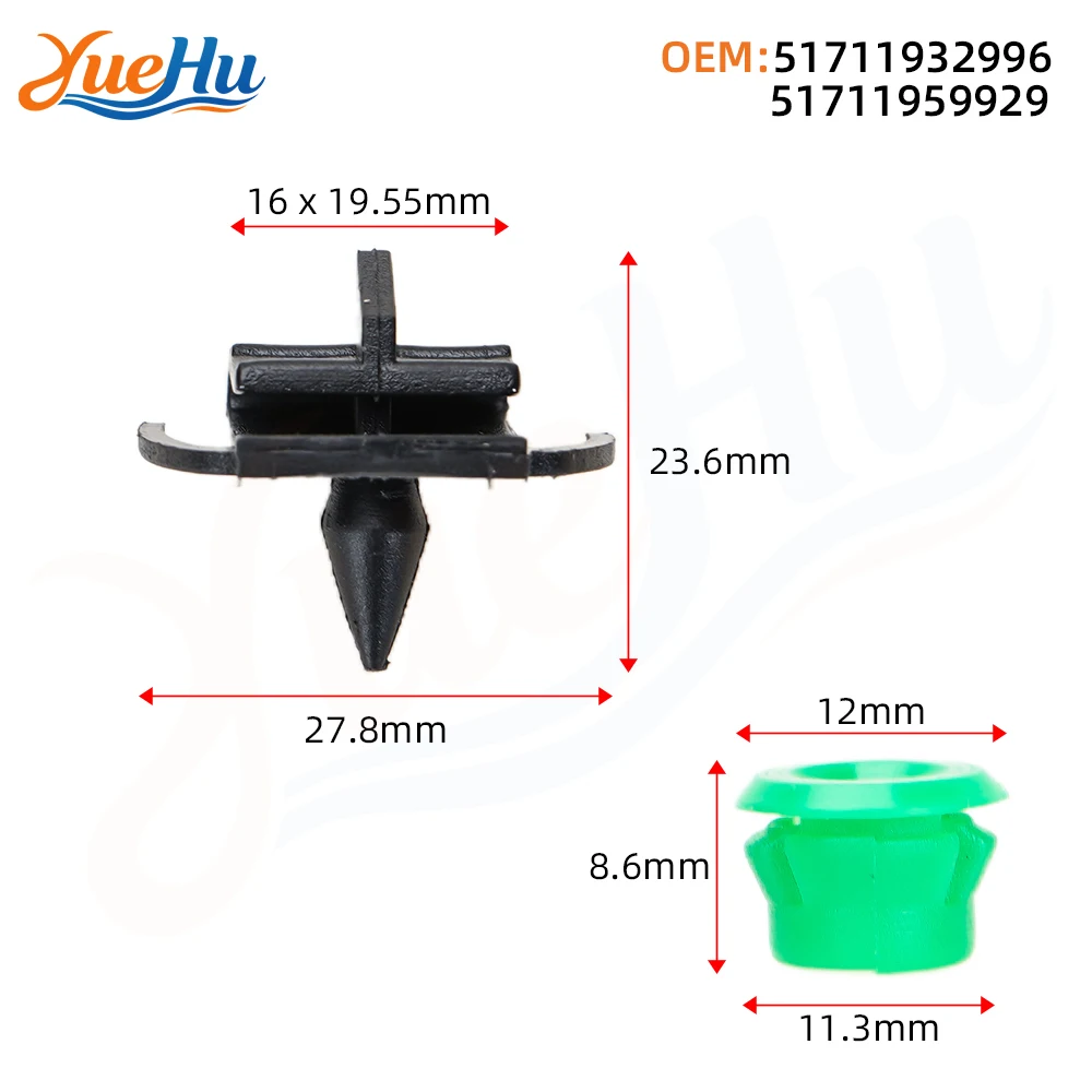 YUEHU 51711959929 Seitenschweller-Befestigungsclips BMW E30 E34 E36 E46 E60 E61 E63 51711932996 – Detail 1