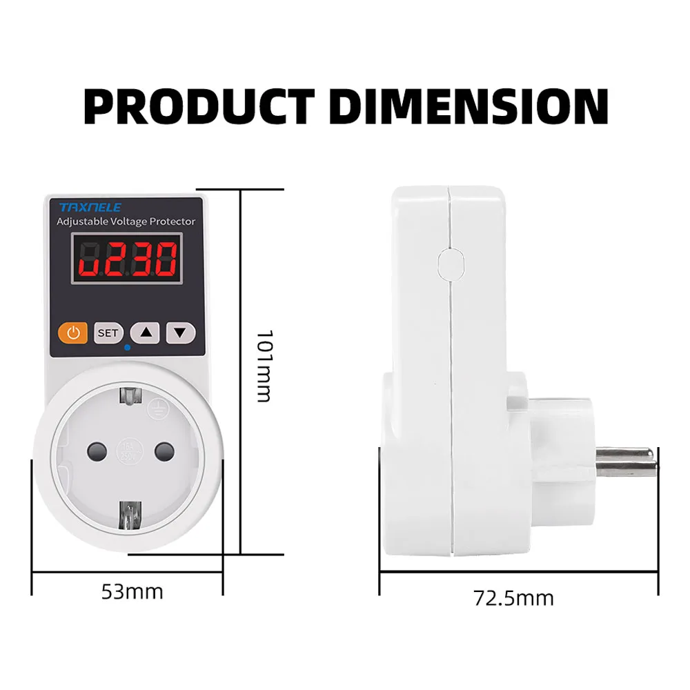 Automatic Voltage Protector Socket LED Display AC220V 16A Adjustable Power Surge Protector Universal Plug Voltage Safe Protector