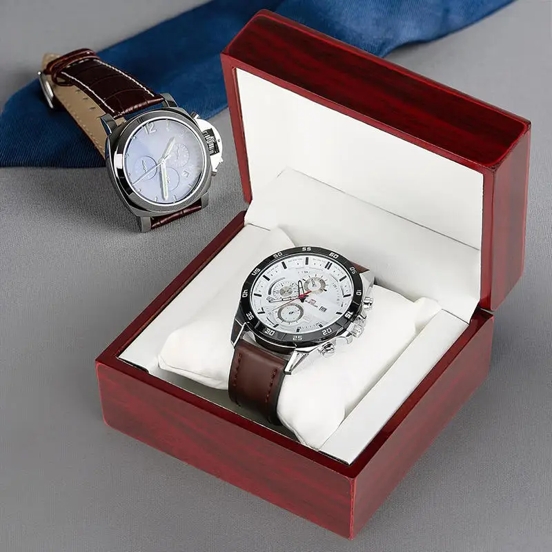 Single Watch Wooden Storage Box Wristwatch Organizer Case Classic Watch Packaging Gift Box For Collection Festival Present