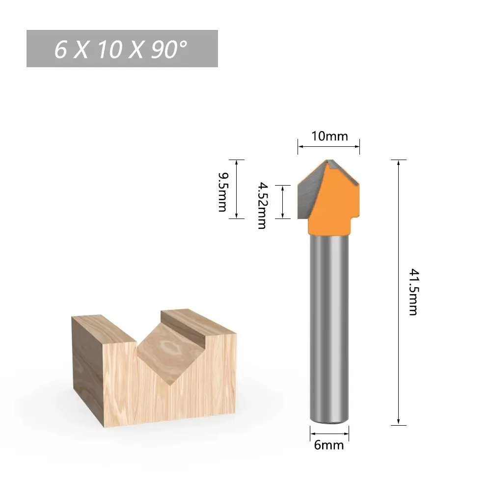 1 Pc 6mm V Groove Router Bits CNC Engraving Milling Cutter 60-150 Degree Woodworking Carving Knife Tungsten Carbide Cutting Tool