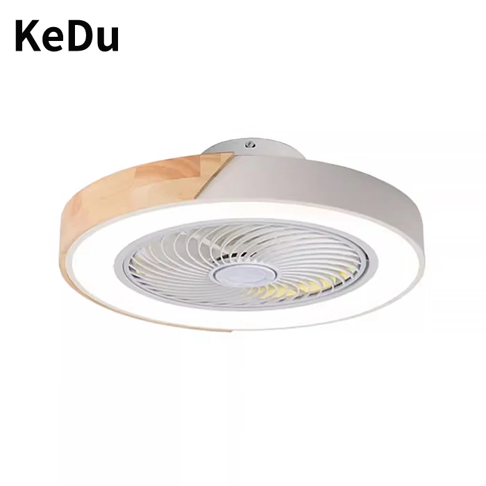 Bedroom ceiling fan light, intelligent voice invisible ceiling fan light, dining room home use Nordic macaron electric fan pendant light 