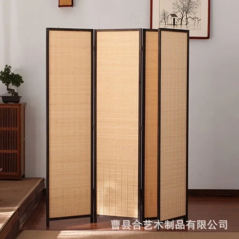 Solid wood bamboo woven screen office dining room bedroom partition screen partition folding Chinese style home simple modern