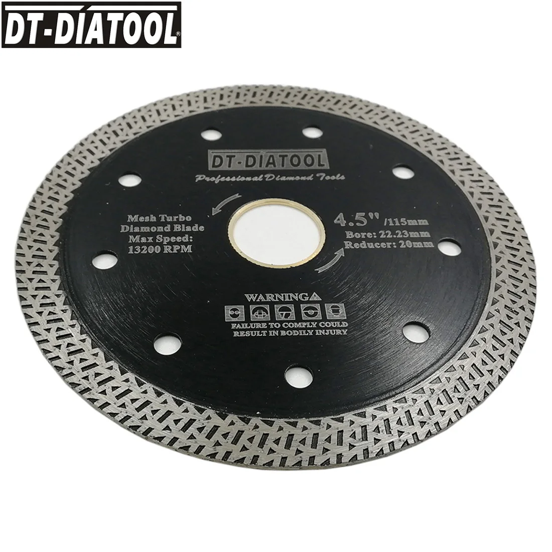 5 قطعة Dia115mm/4.5 بوصة الماس رأى شفرة أسطوانة تقطيع مع شبكة توربو حافة قطعة القاطع للبلاط السيراميك الخزف الجاف أو الرطب