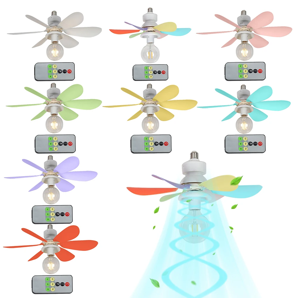 

E27 Розетка Вентилятор Светодиодный светильник E27 Основание 3-скоростной светодиодный потолочный вентилятор с регулируемой яркостью Низкопрофильный потолочный вентилятор для спальни Гостиной Кухни
