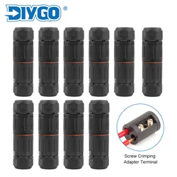10PCS 2 Pin Screw Crimping Terminal Connector Straight Industrial Outdoor IP68 Waterproof insulation Electrical Wire Connectors