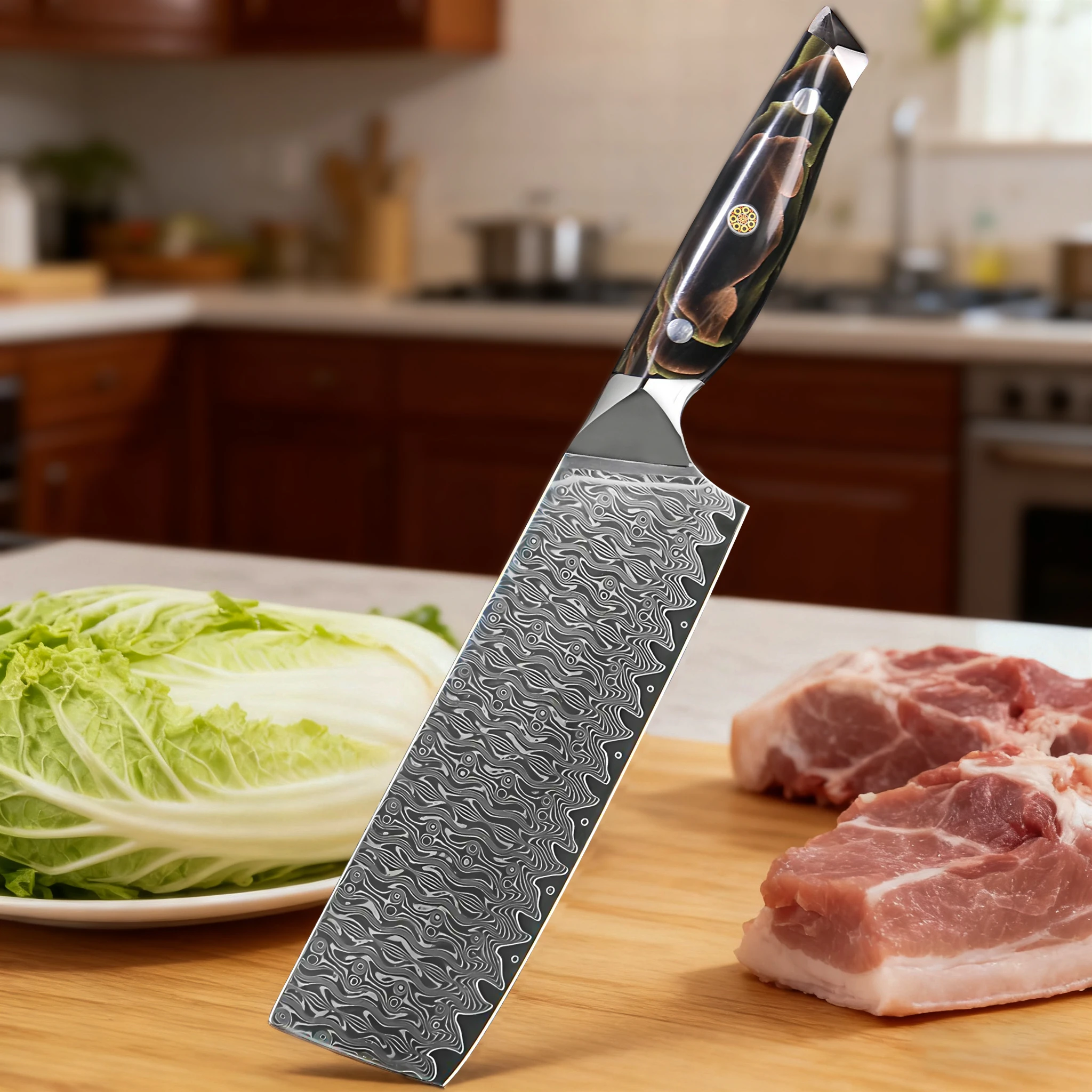 

High Quality Nakiri Knife Meat Vegetable Non-slip Handle Slicing Knife Home Restaurant Kitchen Tools Kitchen Knife Stuff