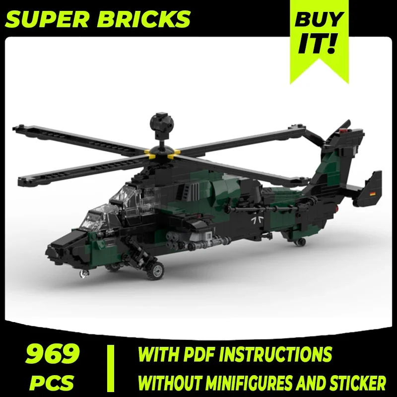 Military Aircraft Model Moc Building Bricks Eurocopter EC665 Tiger Fighter Technology Blocks Gift Christmas Toy DIY Set Assembly