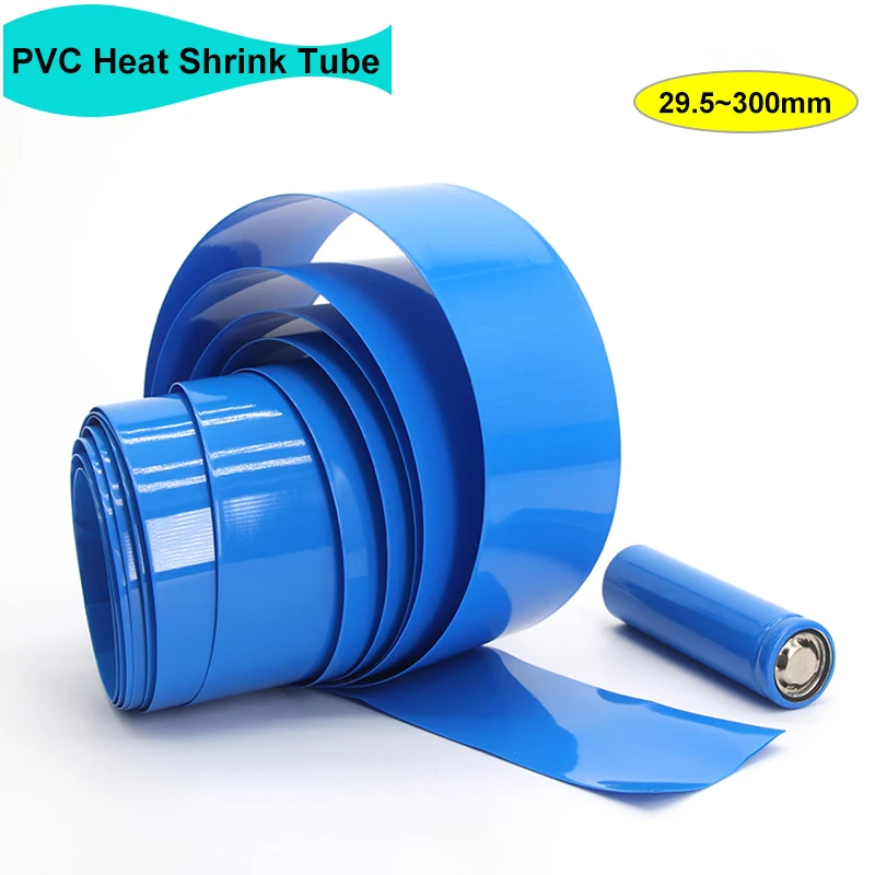 

1~20M Blue 18650 PVC Heat Shrink Tube Battery Pack Width 29.5mm~300mm Cable Sleeve Insulated Protection Film Wrap Lithium Case