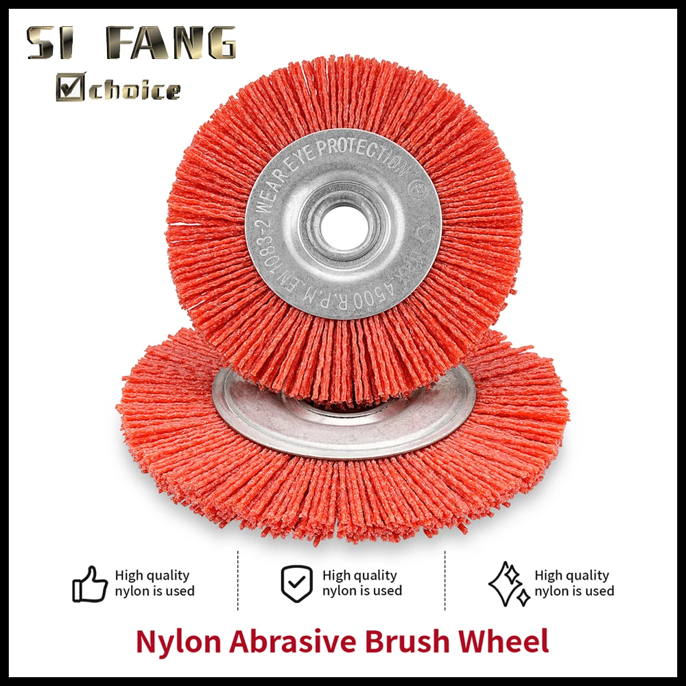 1pc 100/125mNylon Wheel Brush Grinder Rotating Polishing Brush For Metal Wood Deburring Paint Removal Rust Removal Cleaning