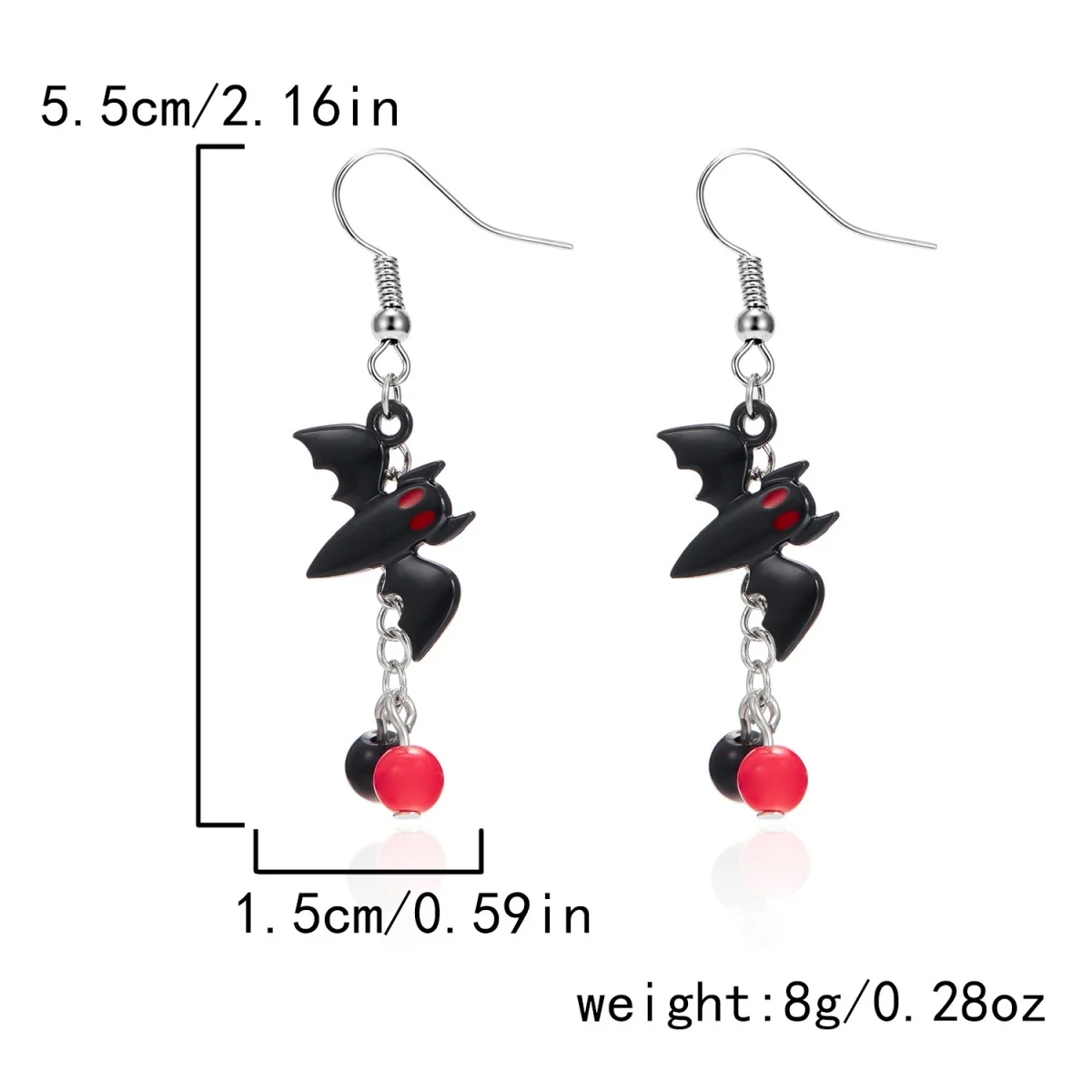 Halloween Schwarze Rote Fledermaus Wassertropfen Kristall Quasten-Ohrringe für Frauen Männer Gothic Cosplay Fledermausflügel Tier-Ohrring Schmuck – Detail 36