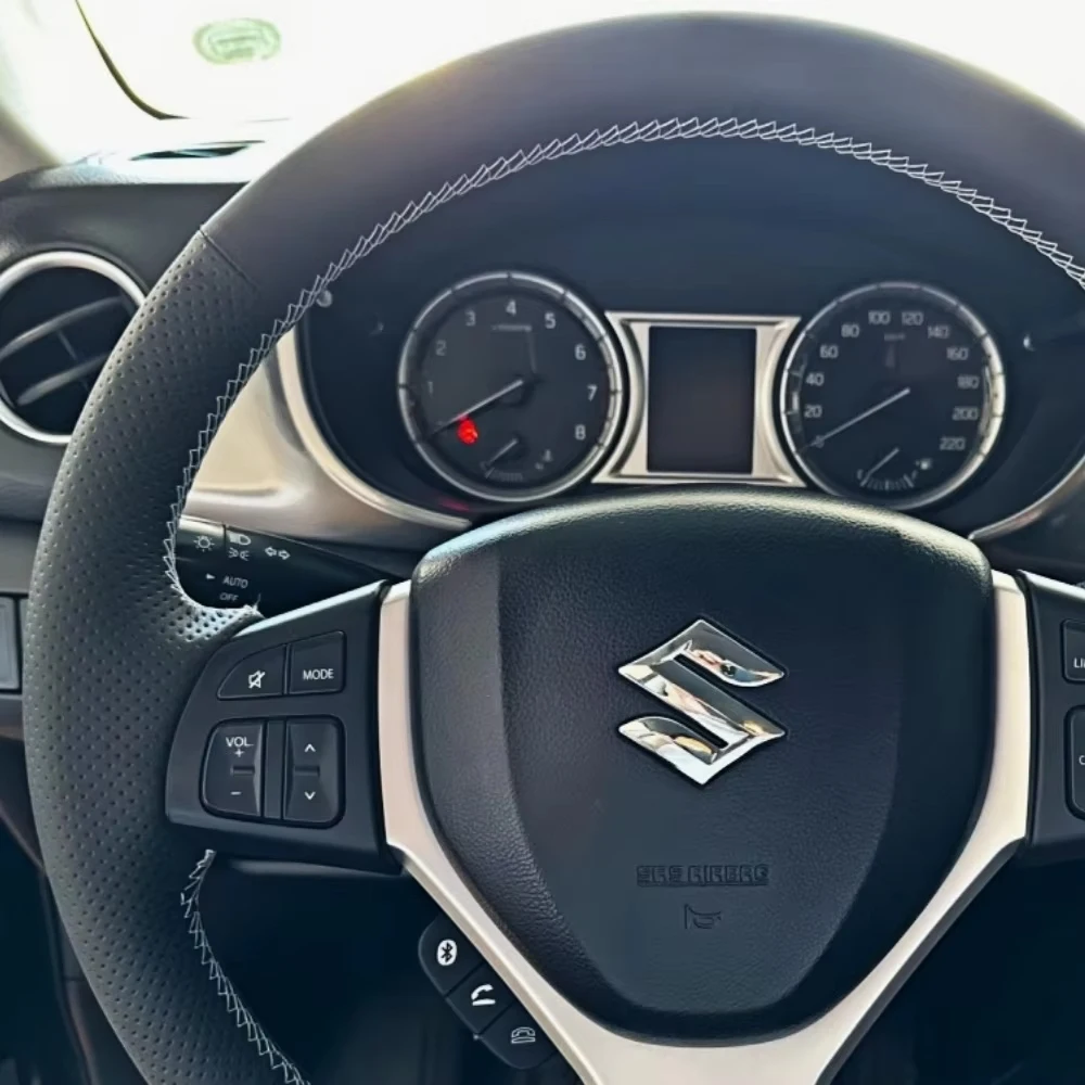 Customized Car Steering Wheel Braid Cover Hand Sewing Microfibre Leather For Suzuki Vitara 2019 Escudo LY 4th Gen 2018 2017 2016