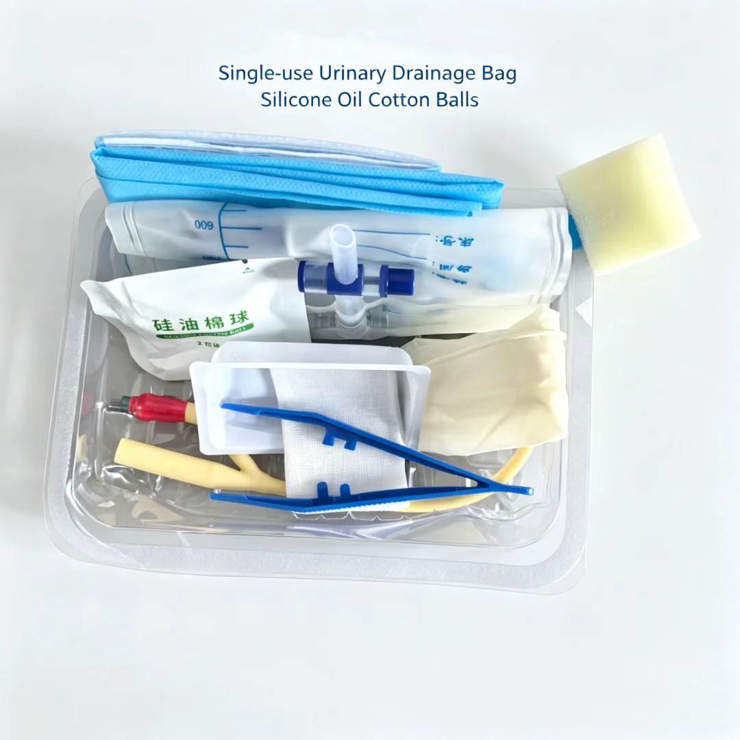 2Pcs Disposable Sterile Double Lumen Latex Foley Catheter Urethral Catheterization Kit Men Women Urine Drainage Dressing Set