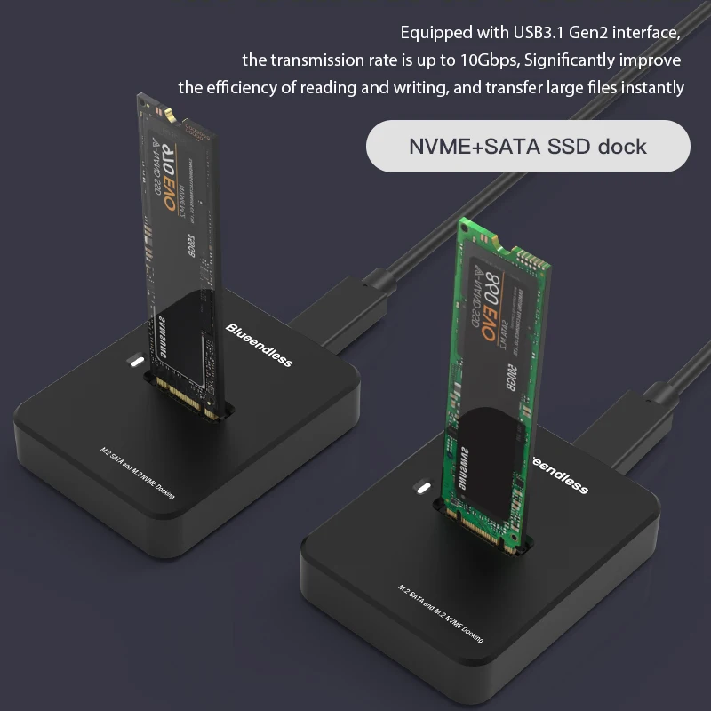 Obudowa na dysk NVME SSD, prędkość odczytu i zapisu online 10 Gbps, adapter do dysku SSD, bez użycia narzędzi, adapter NVMe do M.2, stacja dokująca NVME SD