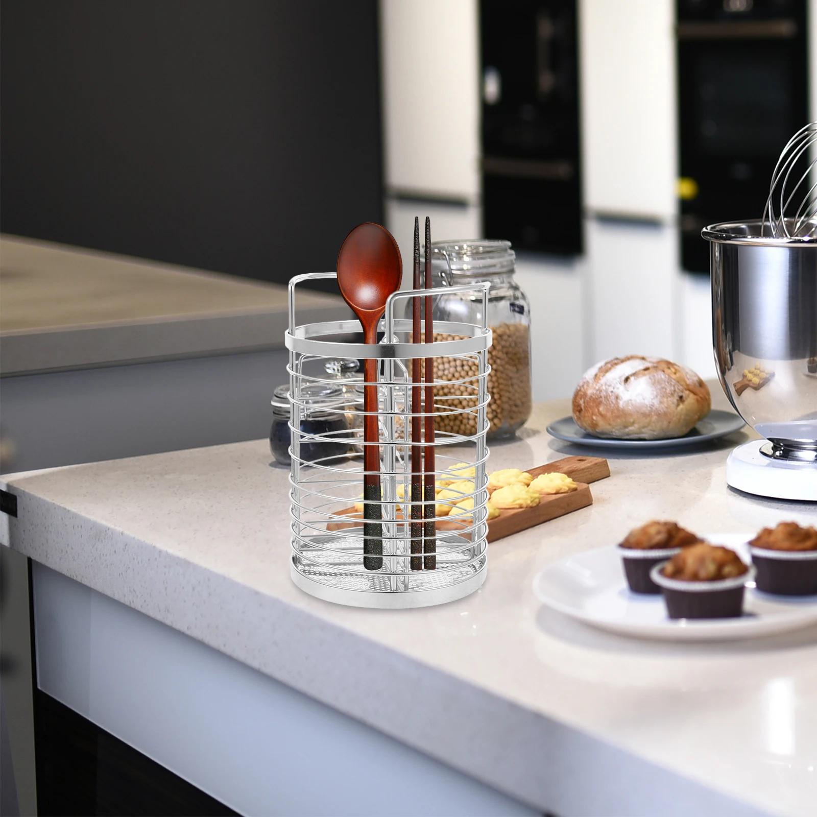 

Modern Minimalist Chopstick Holder Stainless Steel Cutlery Organizer with Divided Compartments Utensil Drying Rack for Kitchen