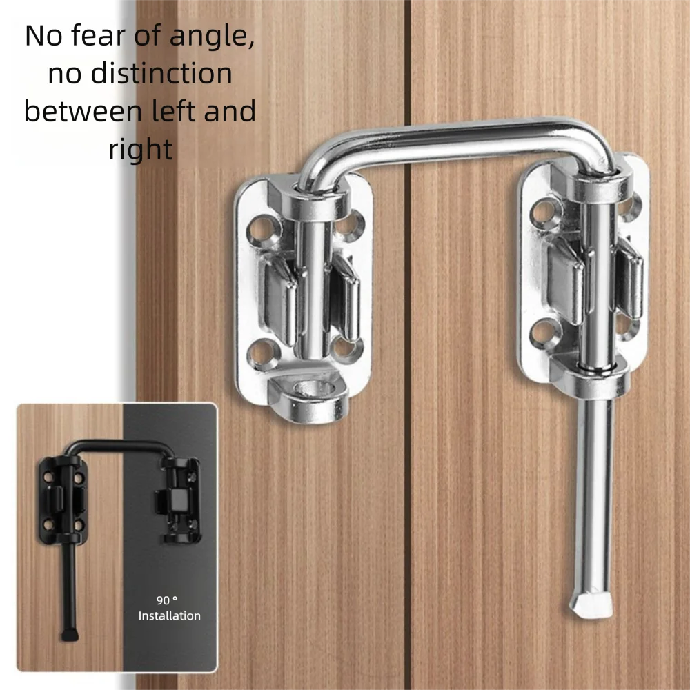 

New Stainless Steel Door Latch Lock Non Perforated Thickened Gate Latch Safety 90/180 Degree Anti-theft Buckle Drawer