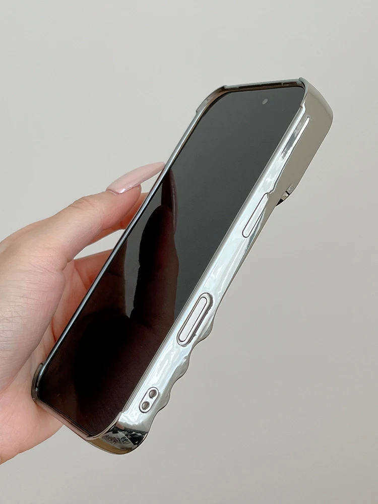 Stilvolle 3D-Wellen-Handyhülle mit glänzendem, pinkfarbenem Rückenteil für iPhone Air 11 12 13 14 15 17 18 Pro Max – Detail 24