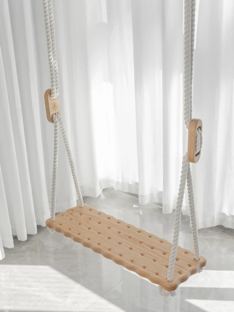 Biscuit swing indoor household solid wood adult children swing chair adult courtyard balcony outdoor homestay craftsman