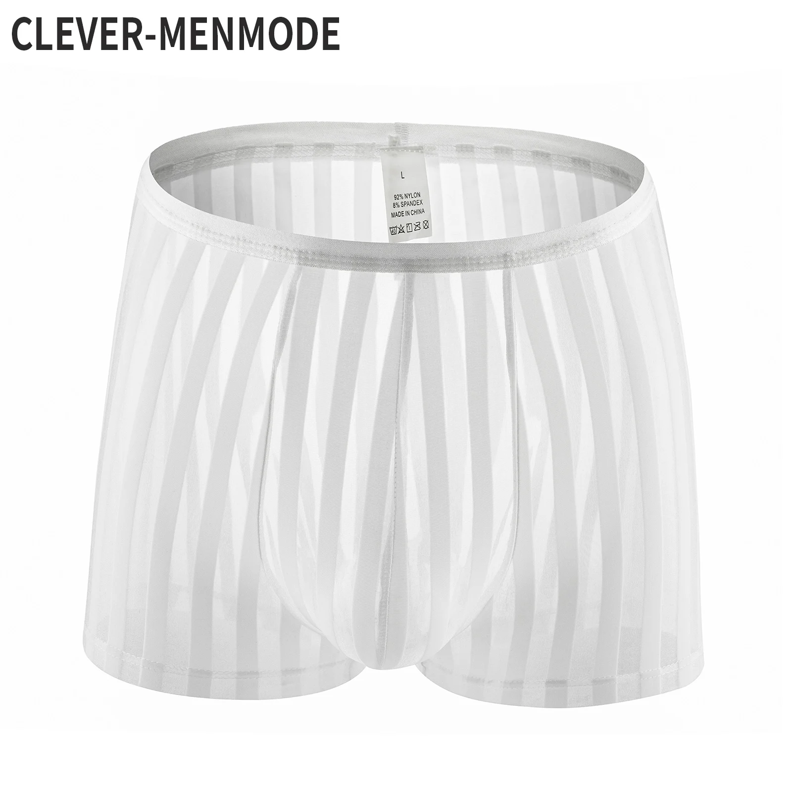 

CLEVER-MENMODE Men Mesh Boxers Transparent Underwear Sexy Panties Trunks Low Rise Underpants Knickers Quick Dry Shorts Striped