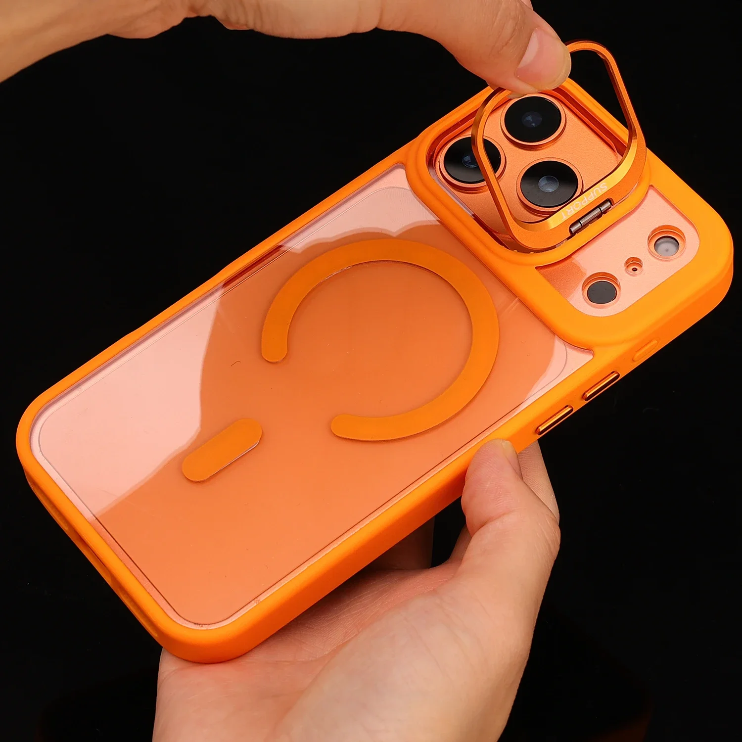 Magnetyczne etui na iPhone 17 Pro Max 17Air z podstawką, osłoną obiektywu aparatu, bezprzewodowym ładowaniem, odporne na wstrząsy, bumper na iPhone 17