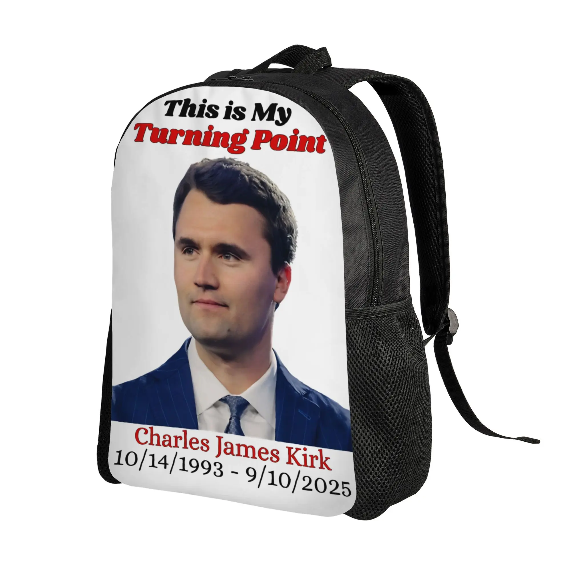 Funny Charlie Kirk Angelic Advocate  Backpack  Men Polyester Outdoor Style Backpacks Soft Kawaii School Bags Rucksack