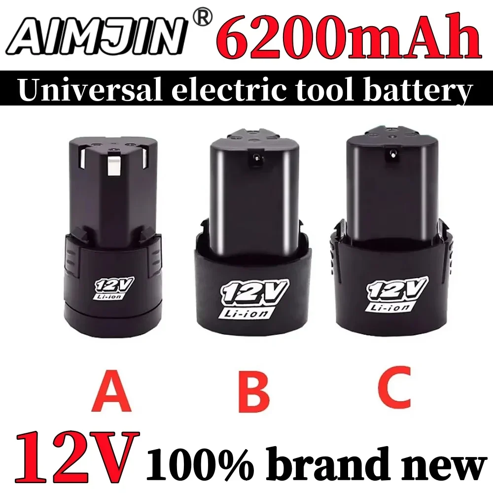 

12V 6200mAh Lithium Battery 18650 Li-ion Battery Power Tools accessories For Cordless Screwdriver Electric Drill Battery